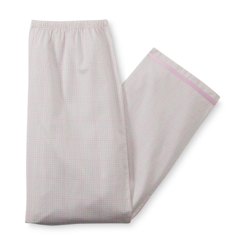 Laura Scott Women's Woven Pajama Shirt  Pants & Slippers - Plaid