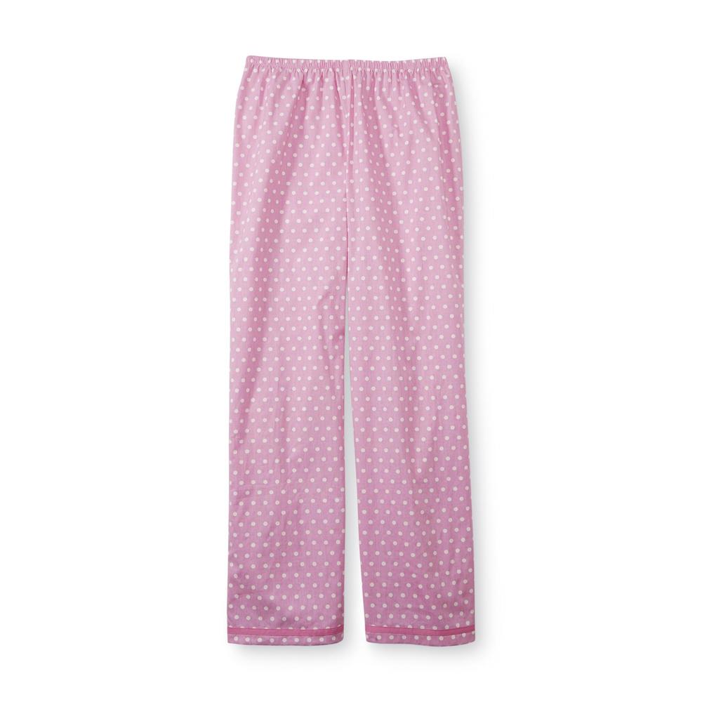Laura Scott Women's Woven Pajama Shirt  Pants & Slippers - Cyclamen