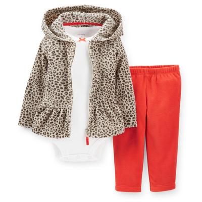 Carter's Newborn & Infant Girl's Hoodie Jacket  Bodysuit & Leggings - Leopard Print