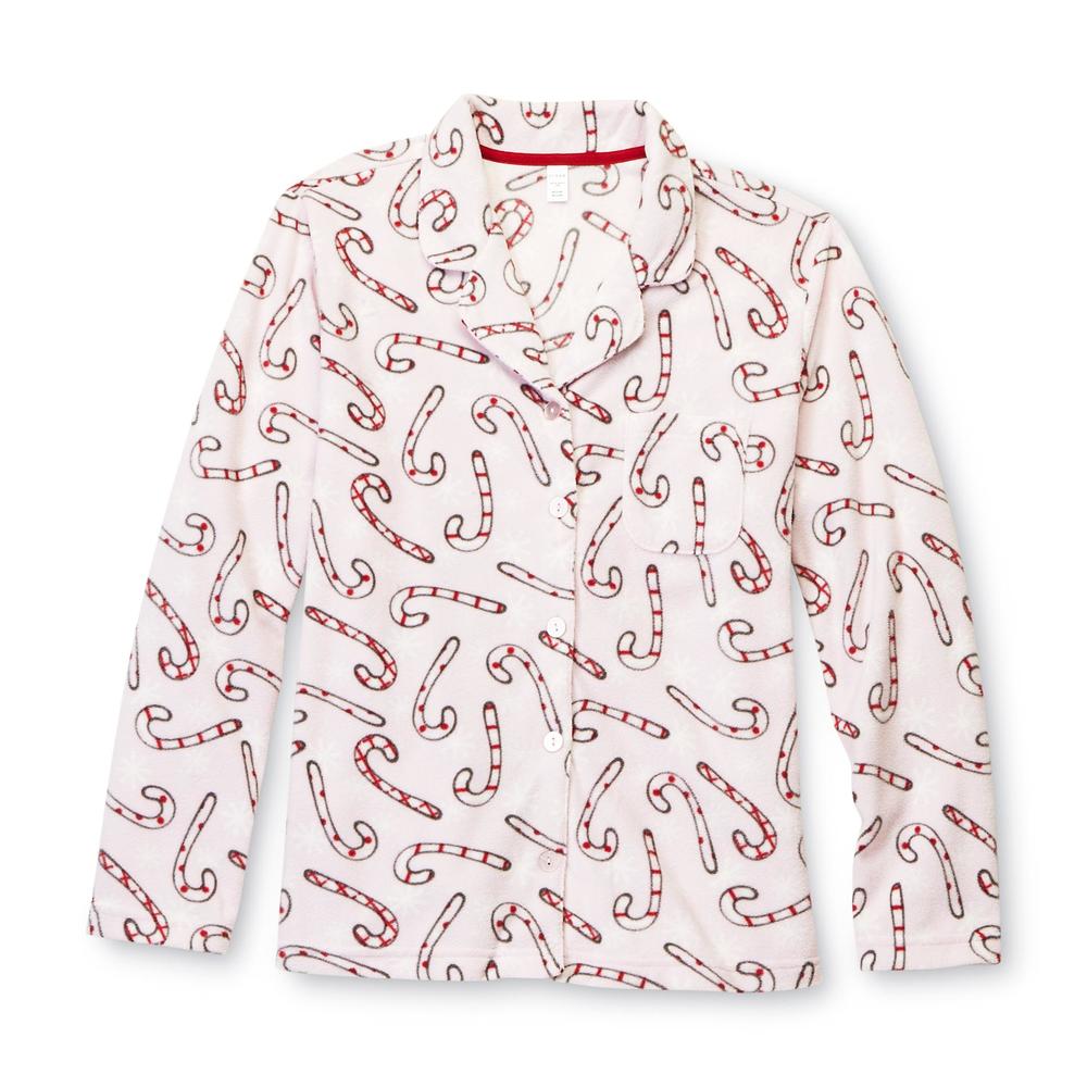 Pink K Women's Fleece Pajamas - Candy Cane