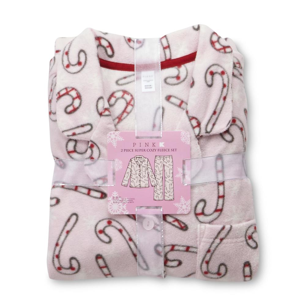 Pink K Women's Fleece Pajamas - Candy Cane