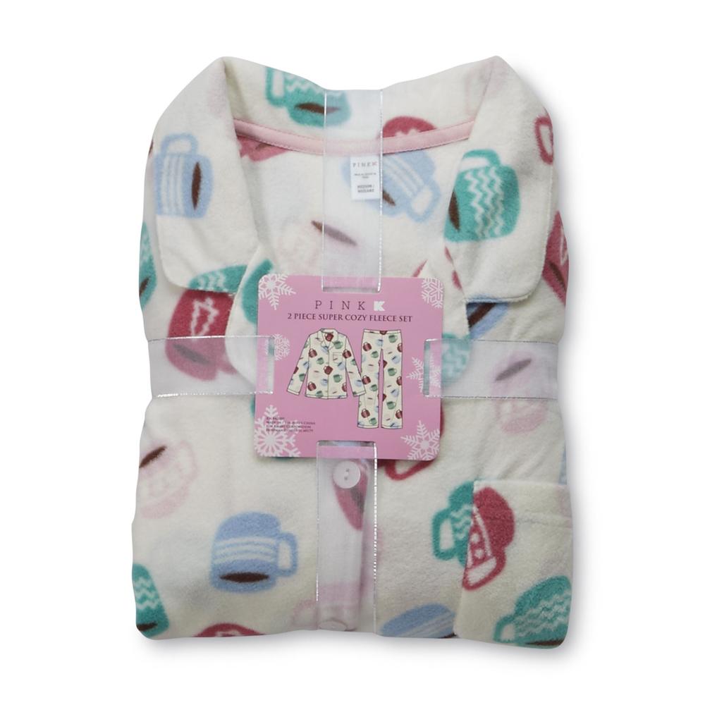 Pink K Women's Fleece Pajamas - Coffee Cups