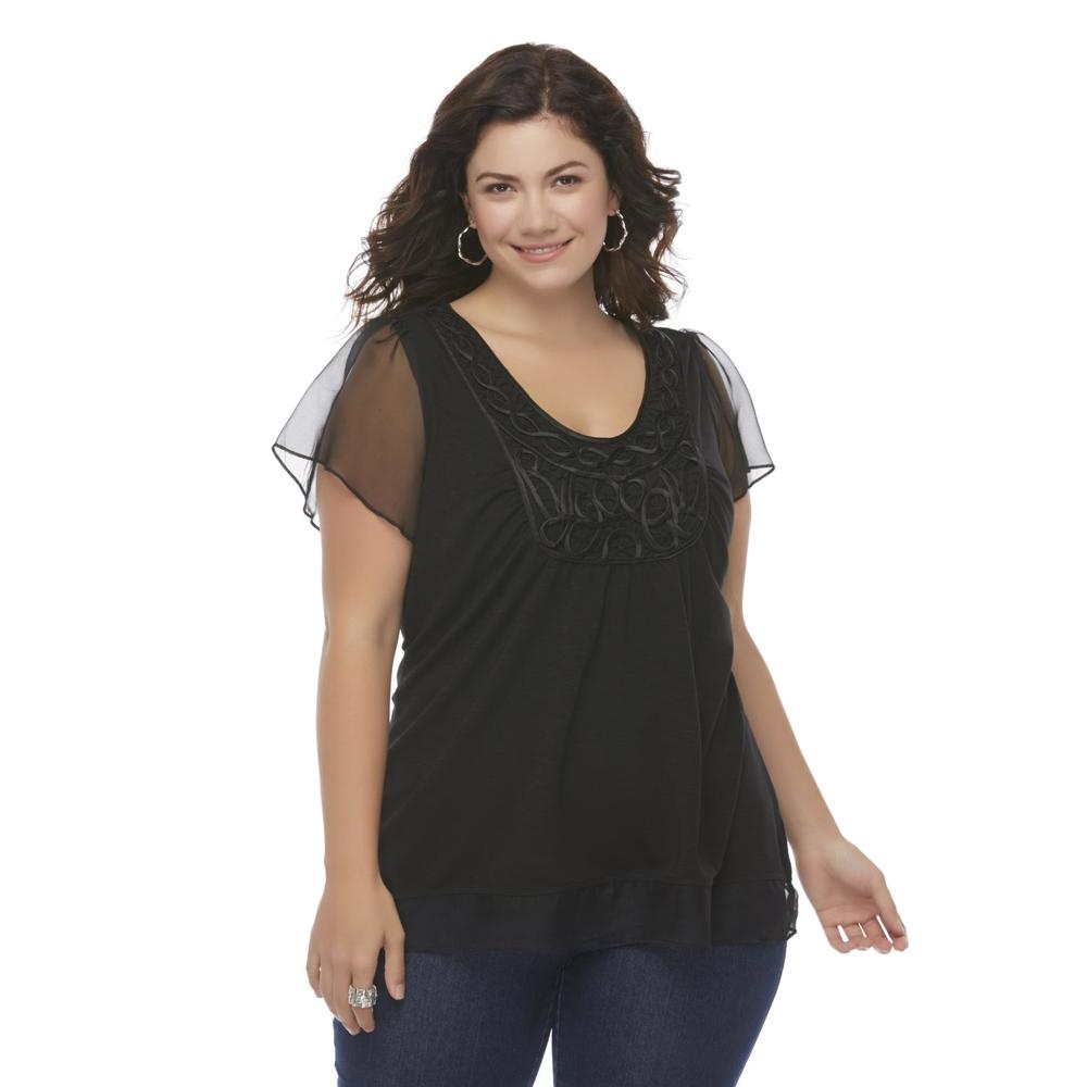 Live and Let Live Women's Plus Embellished Tunic Shirt