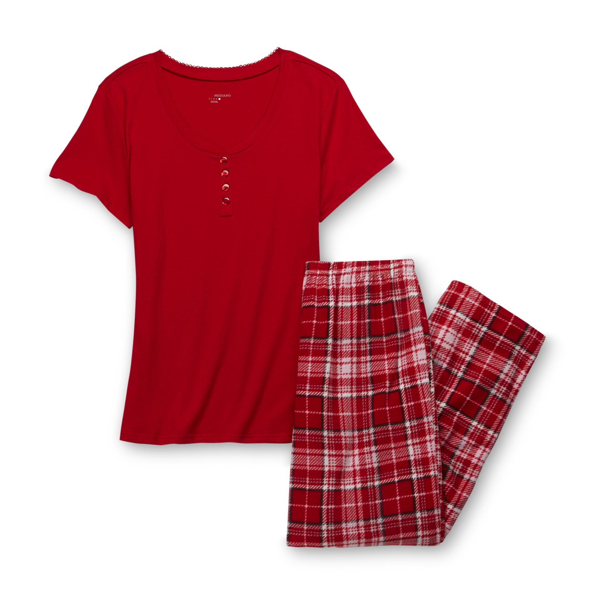 Pink K Women's Short-Sleeve Pajamas - Plaid