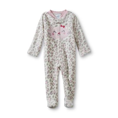 Small Wonders Newborn Girl's Fleece Footed Sleeper Pajamas - Kitty Cat