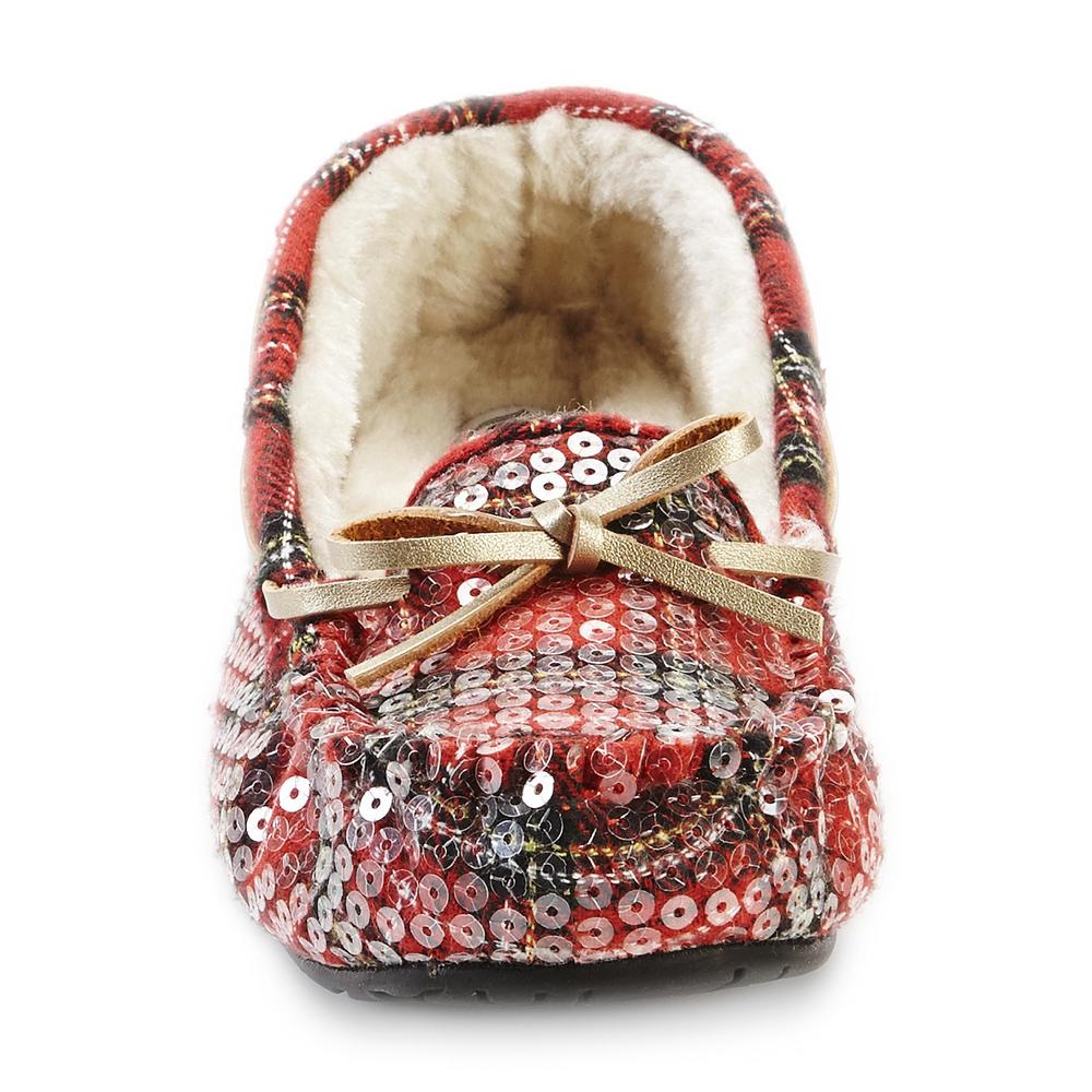 Route 66 Women's Milah Red/Plaid/Sequin Moccasin Slipper