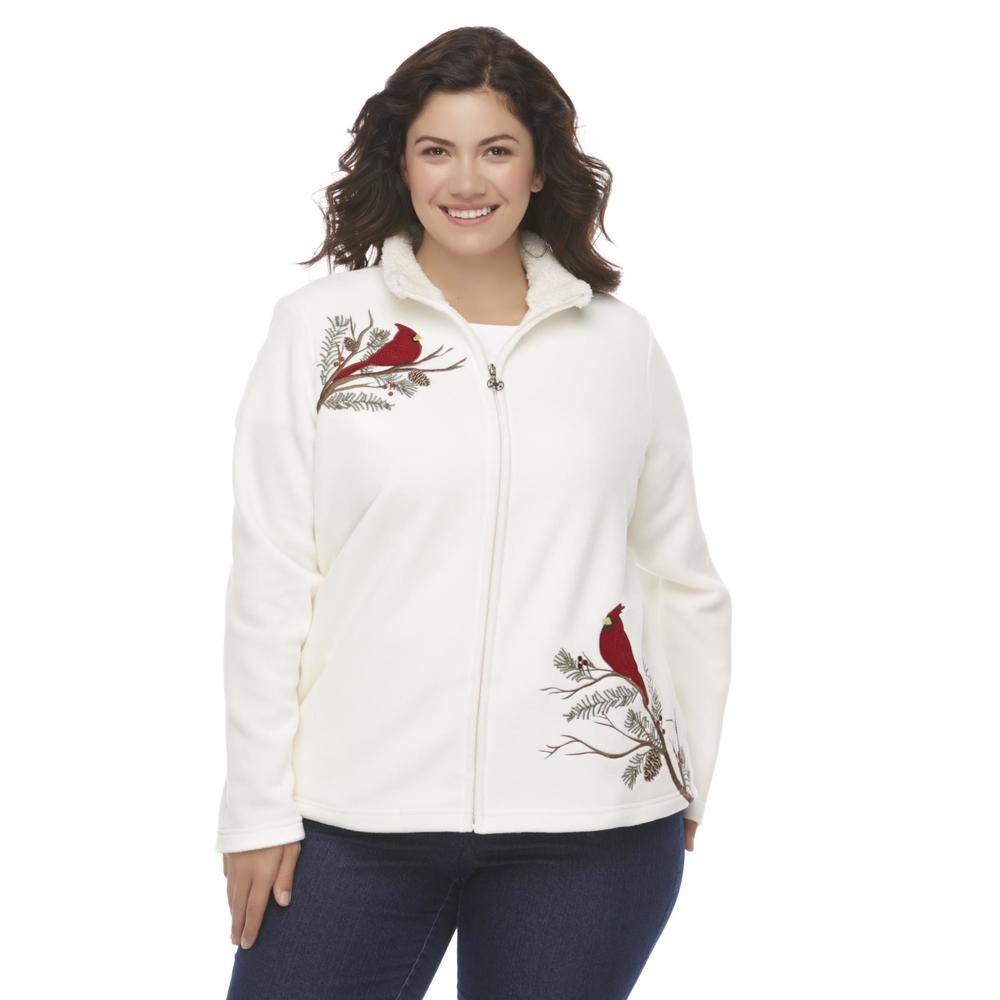 Holiday Editions Women's Plus Zip-Front Fleece Jacket - Cardinal