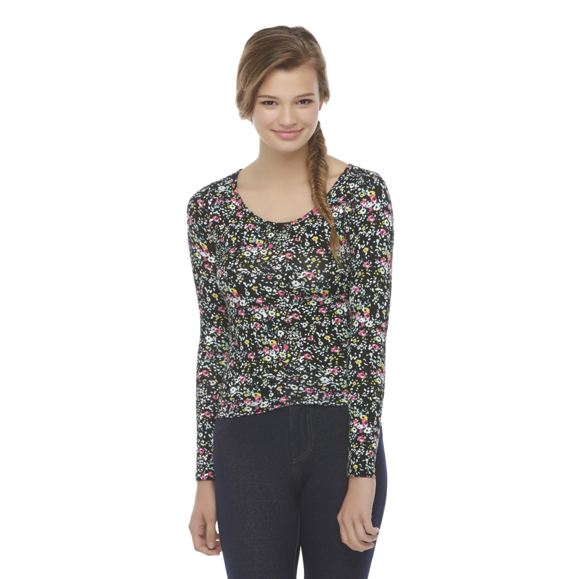 Bongo Junior's Cropped Long-Sleeve T-Shirt - Floral