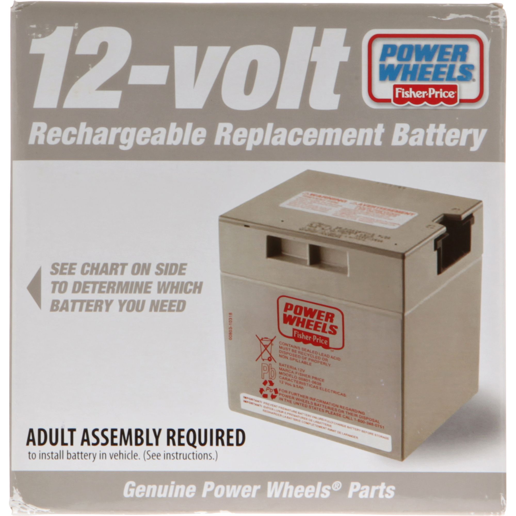 00801-0638 Battery 12 Volt Gray Genuine Power Wheels Fisher Price Grey 12V NEW