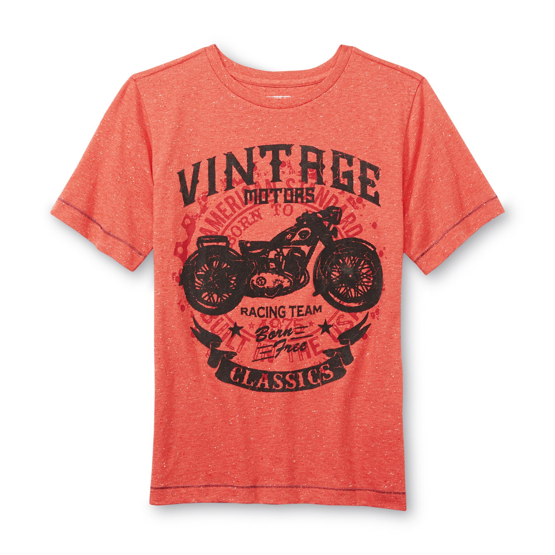 Route 66 Boy's Flocked Graphic T-Shirt - Motorcycle