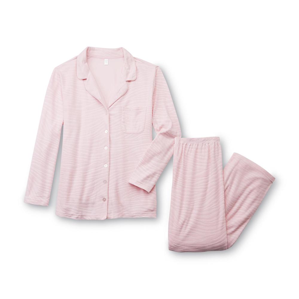 Pink K Women's Plus Pajama Shirt & Pants - Zebra Print