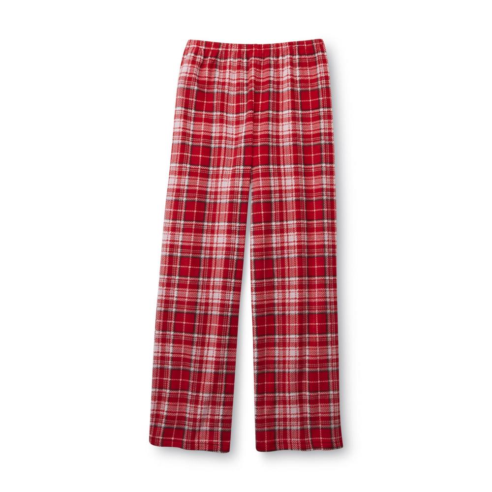 Pink K Women's Fleece Pajama Top & Pants - Plaid