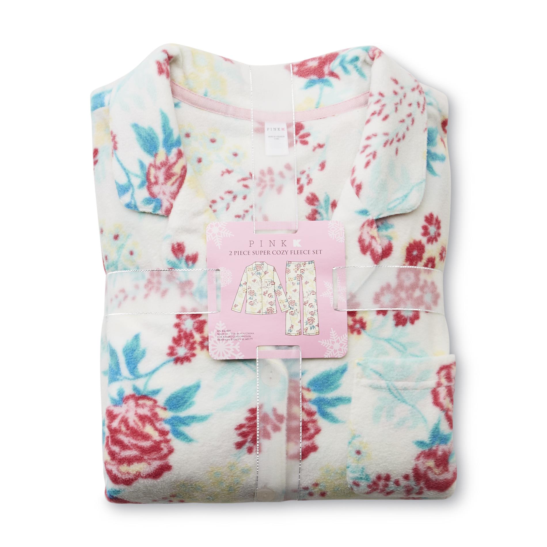Pink K Women's Plus Pajama Shirt & Pants - Floral