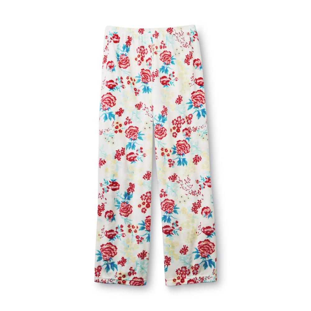 Pink K Women's Fleece Pajama Shirt & Pants - Floral