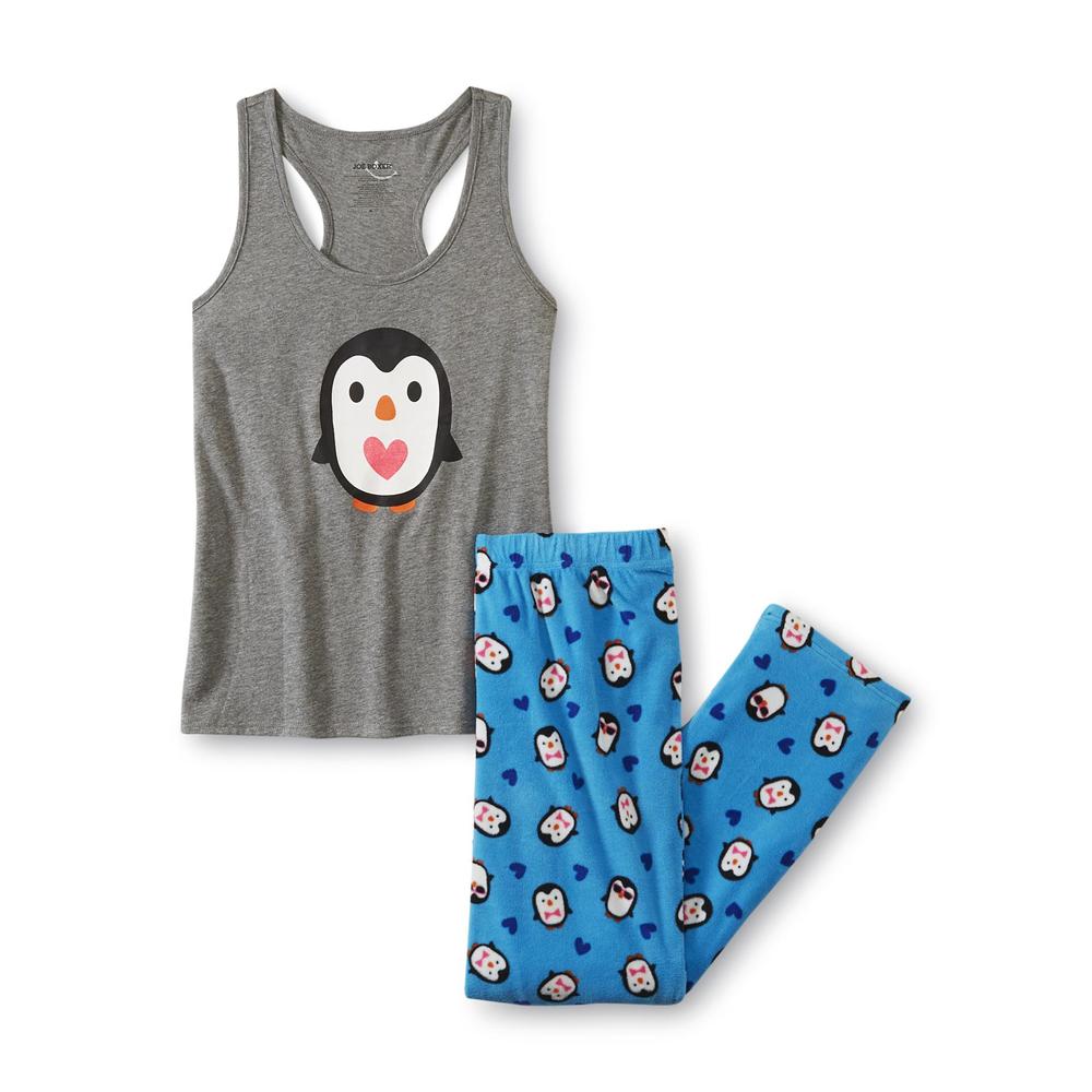 Joe Boxer Women's Pajama Tank Top & Fleece Pants - Penguin