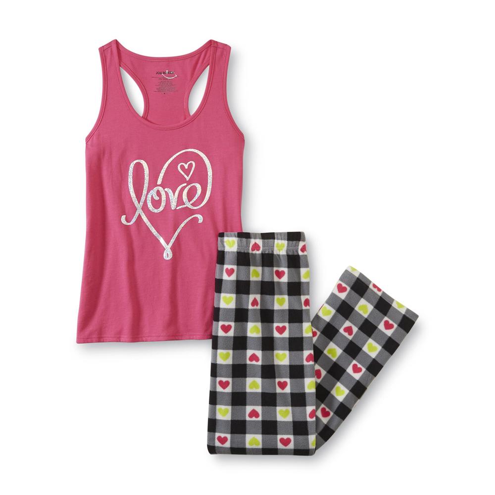 Joe Boxer Women's Pajama Tank Top & Fleece Pants - Hearts