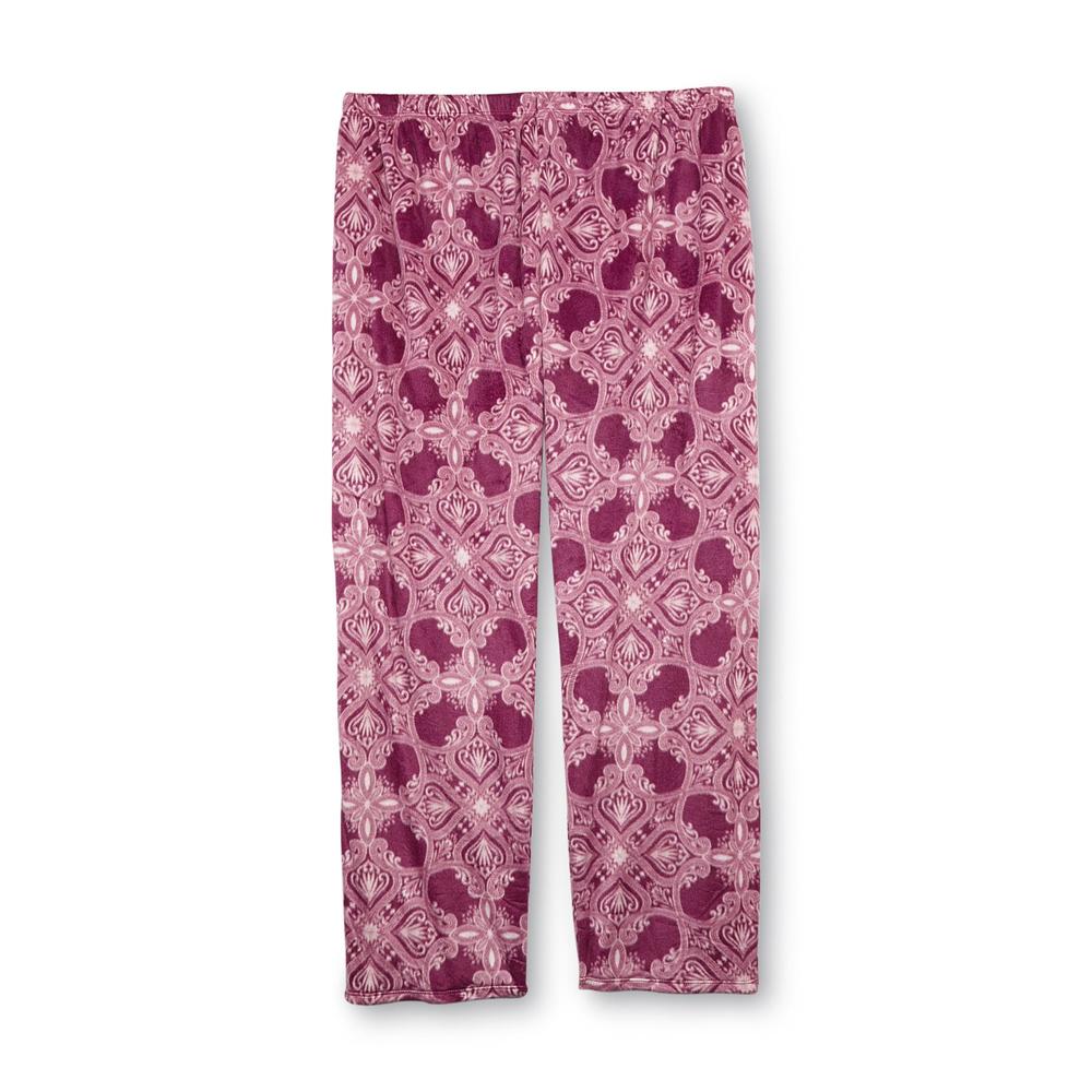 Jaclyn Smith Women's Plus Microfleece Pajama Top & Pants - Scrollwork