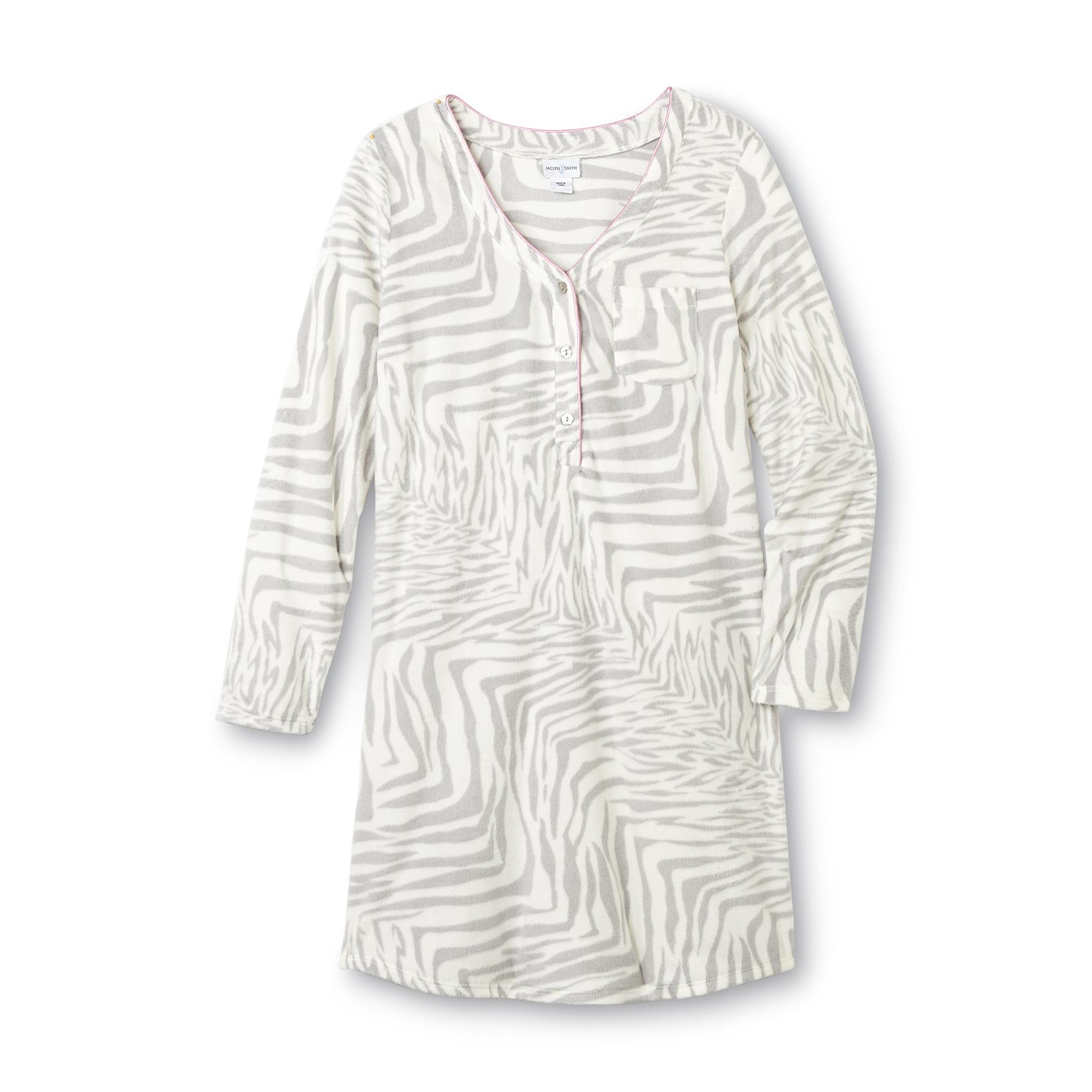 Jaclyn Smith Women's Fleece Nightgown - Zebra Print