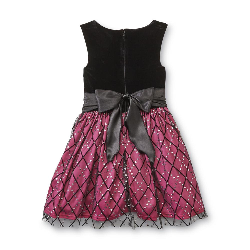 Amy's Closet Girl's Velvet Party Dress - Diamond Print