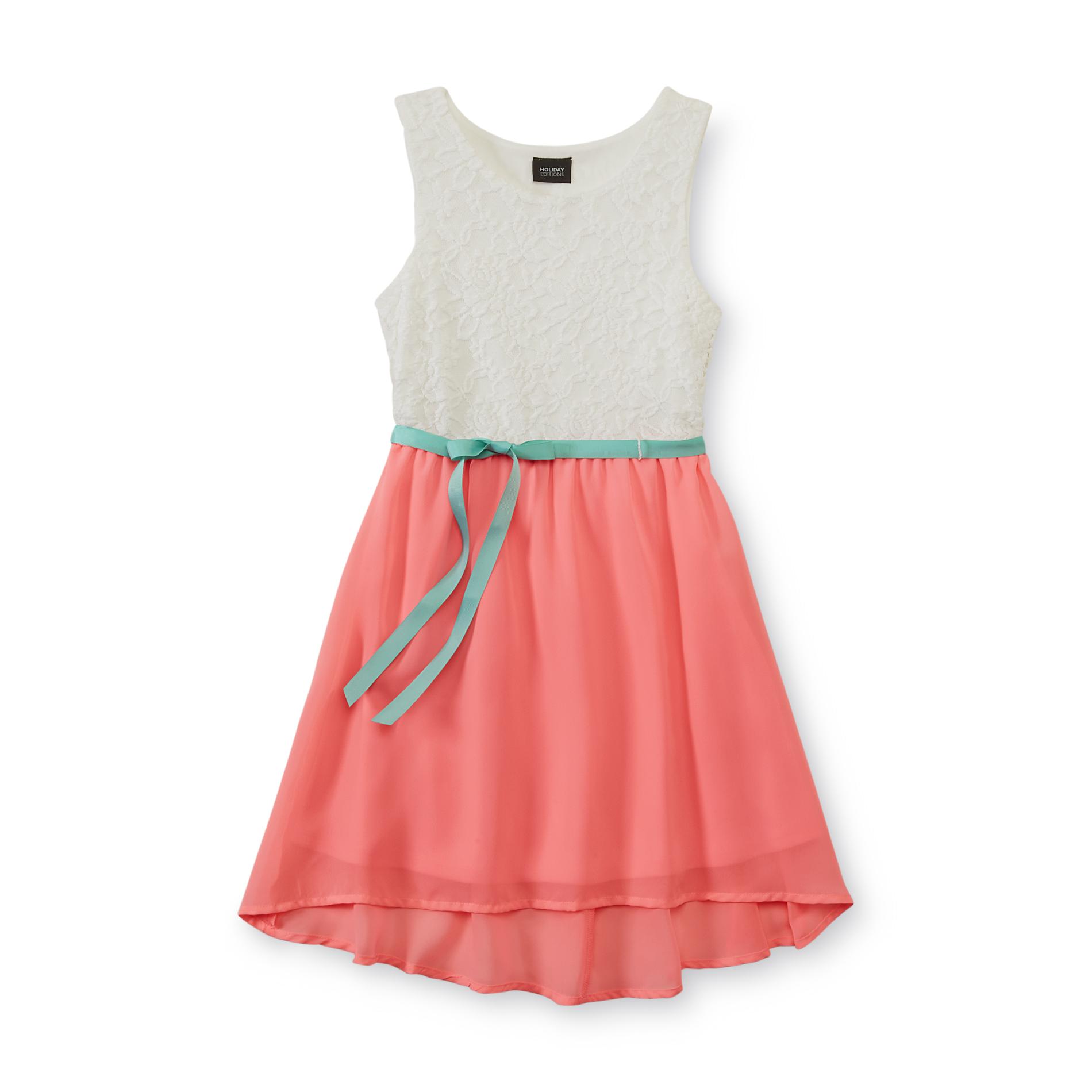 Holiday Editions Girl's Sleeveless Dress - Neon & Lace