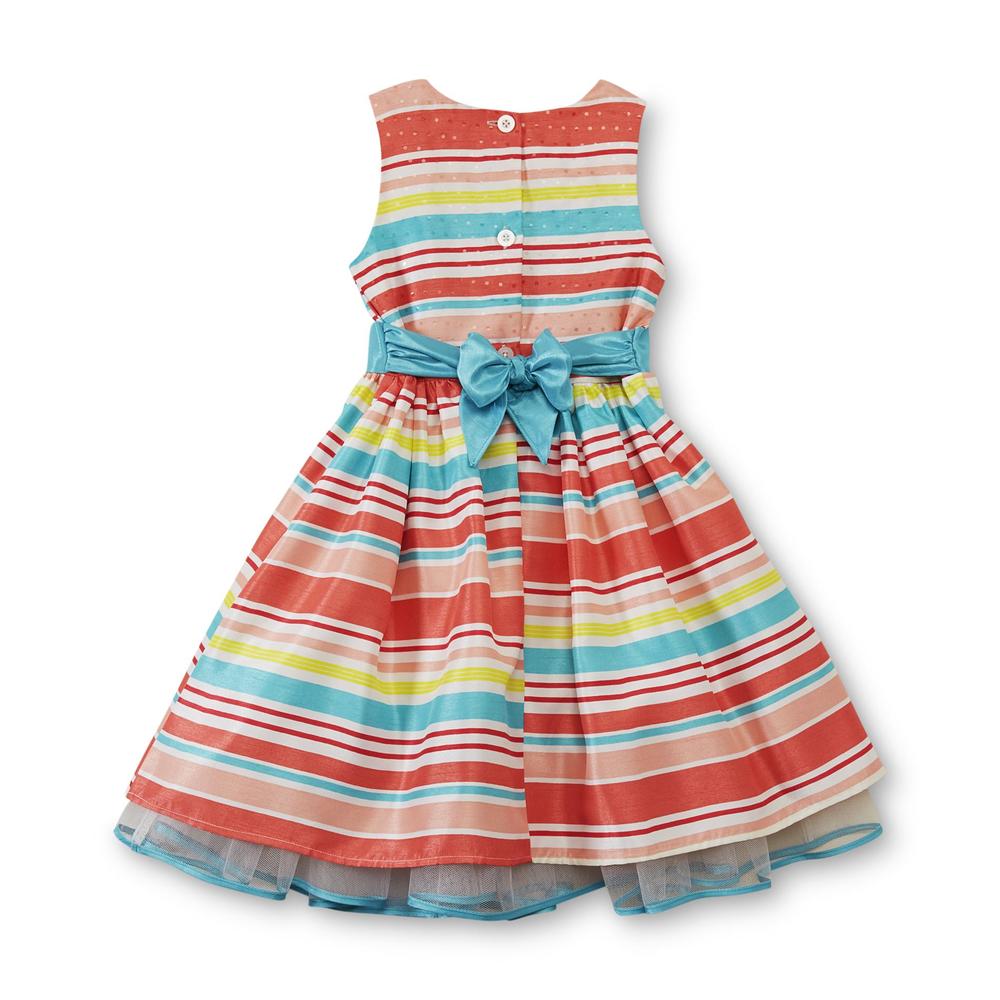 Holiday Editions Girl's Sleeveless Taffeta Party Dress - Striped