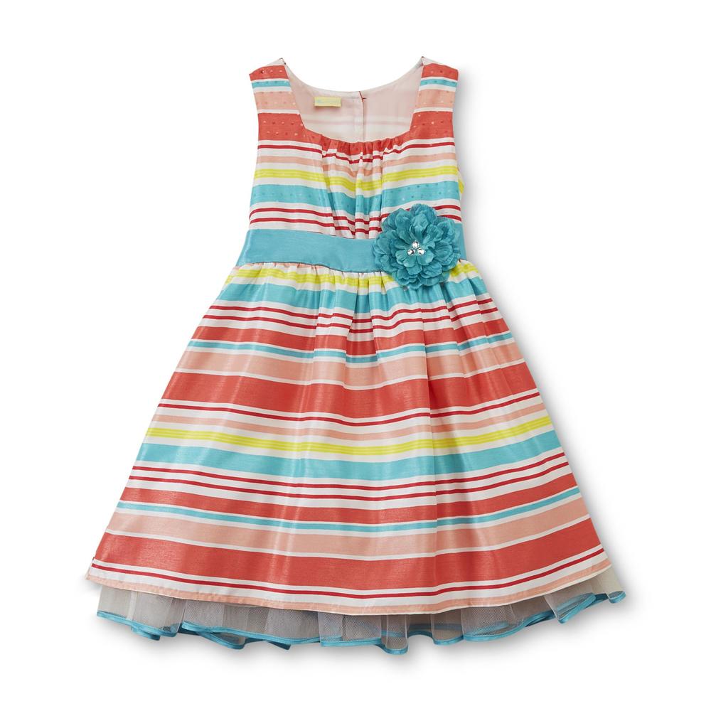 Holiday Editions Girl's Sleeveless Taffeta Party Dress - Striped