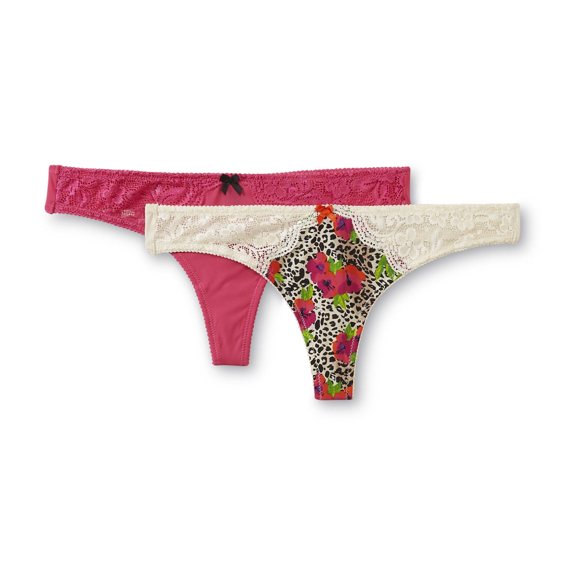 Sofia by Sofia Vergara Women's 2-Pack Thong Panties - Mixed Print