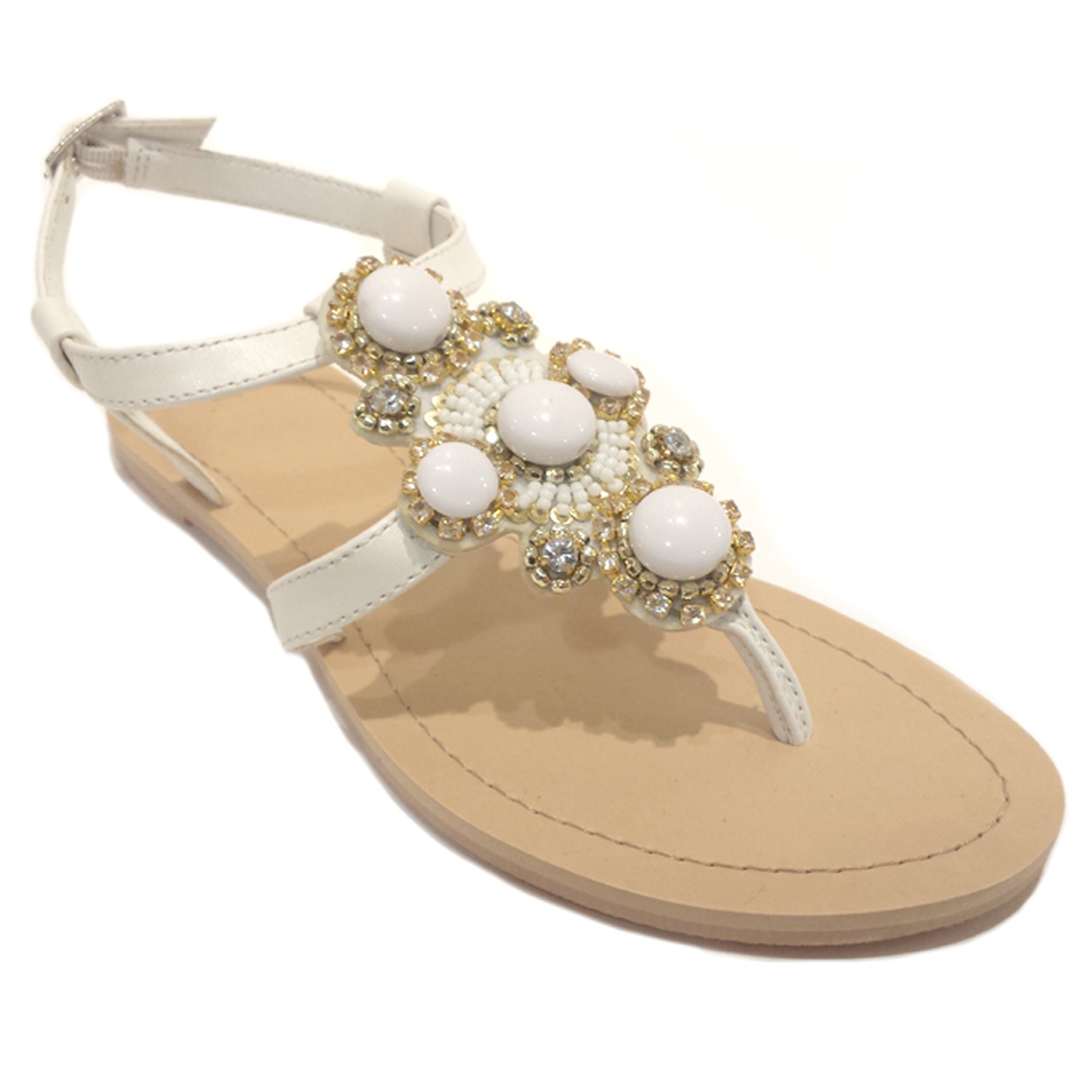 &nbsp; Women's Aria Jewel Ankle Strap Sandal - White