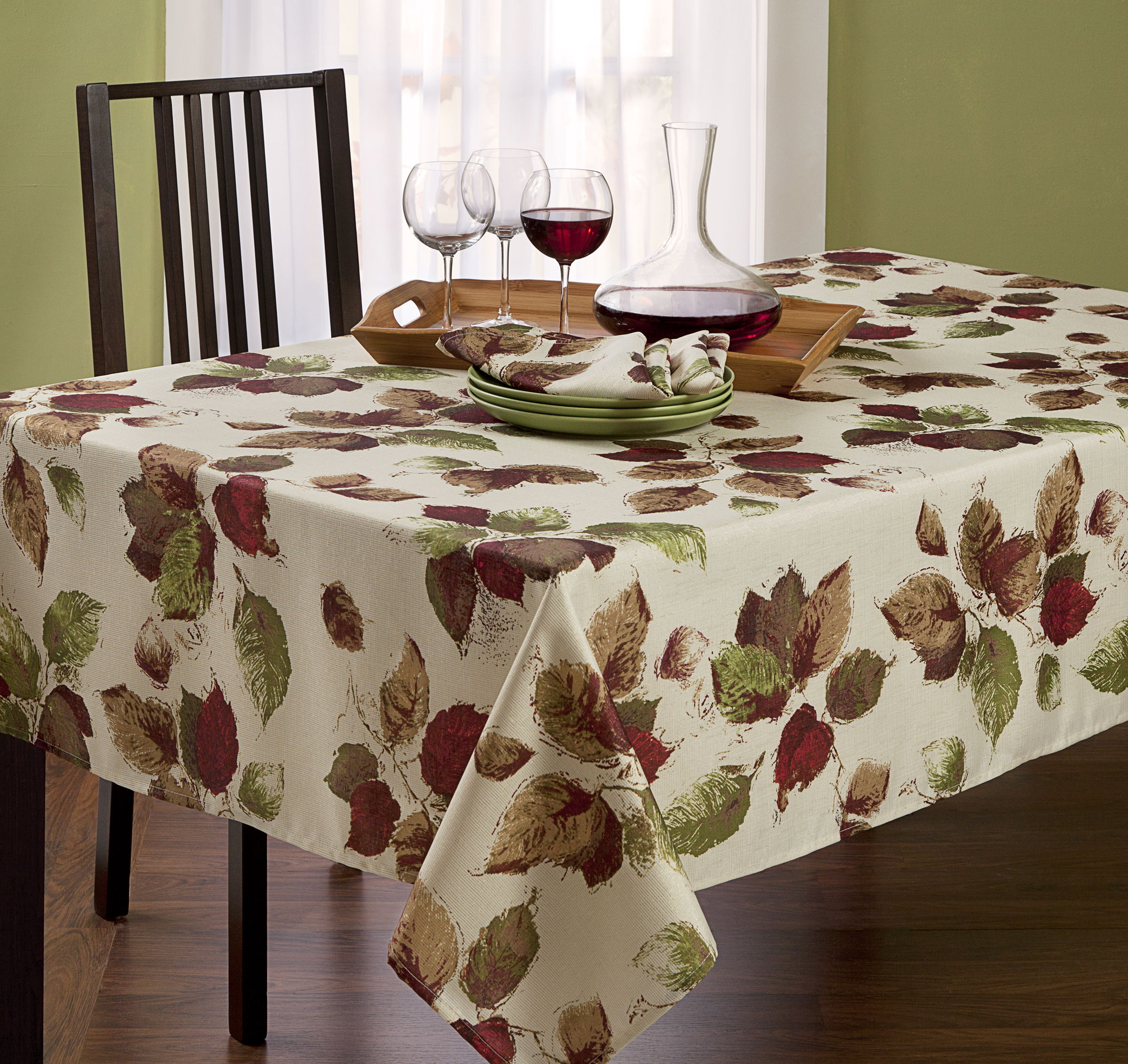 Essential Home Maxfield Textured Tablecloth - Leaf Print