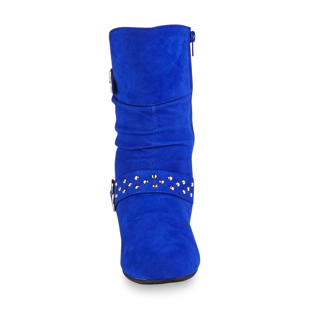 Yoki Toddler Girl's Shannon Blue Slouchy Studded Boot