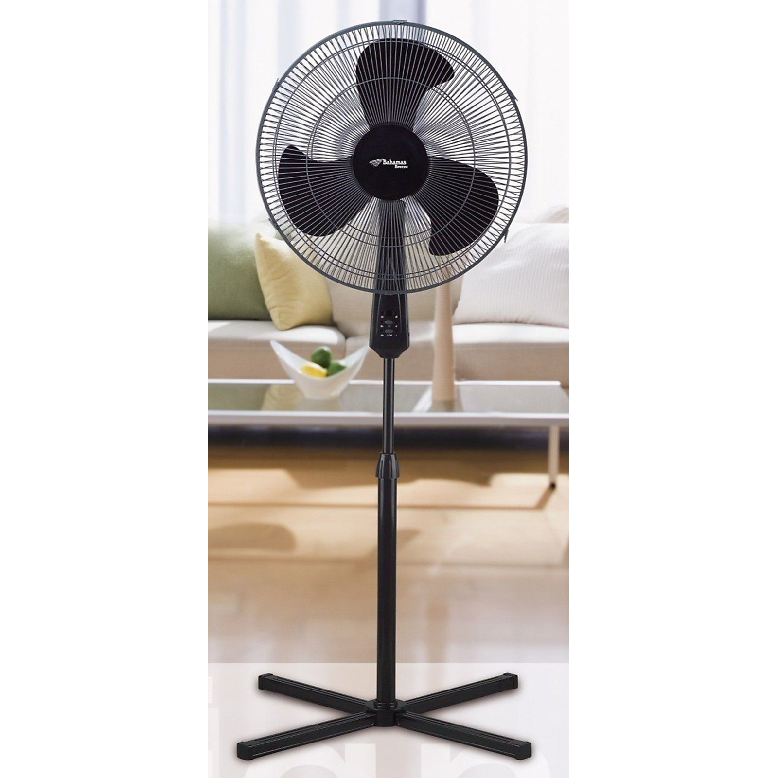 Bahama FS45-3ER 18" Stand Fan with Remote Control - Black