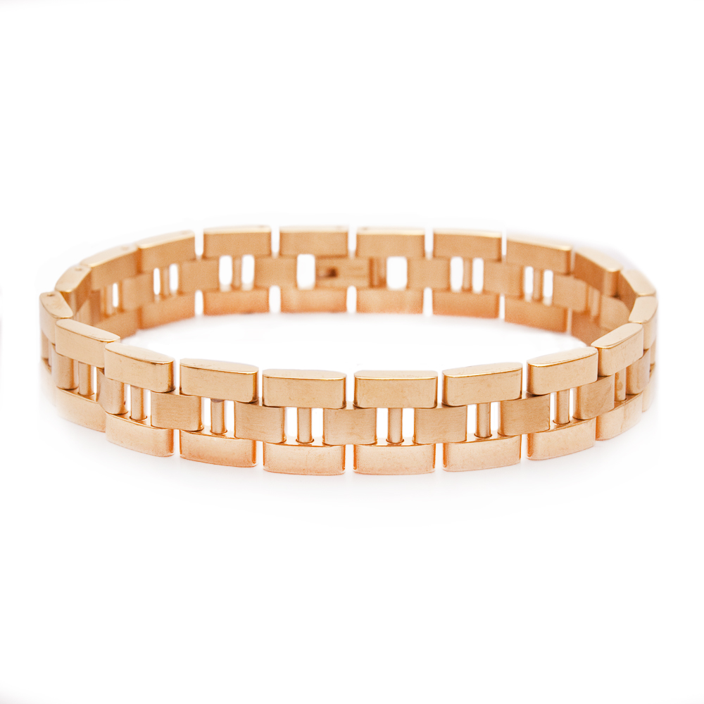 Steel Yellow Plated Watch Link Bracelet, Silver Steel Yellow Plated Watch Link Bracelet, Silver