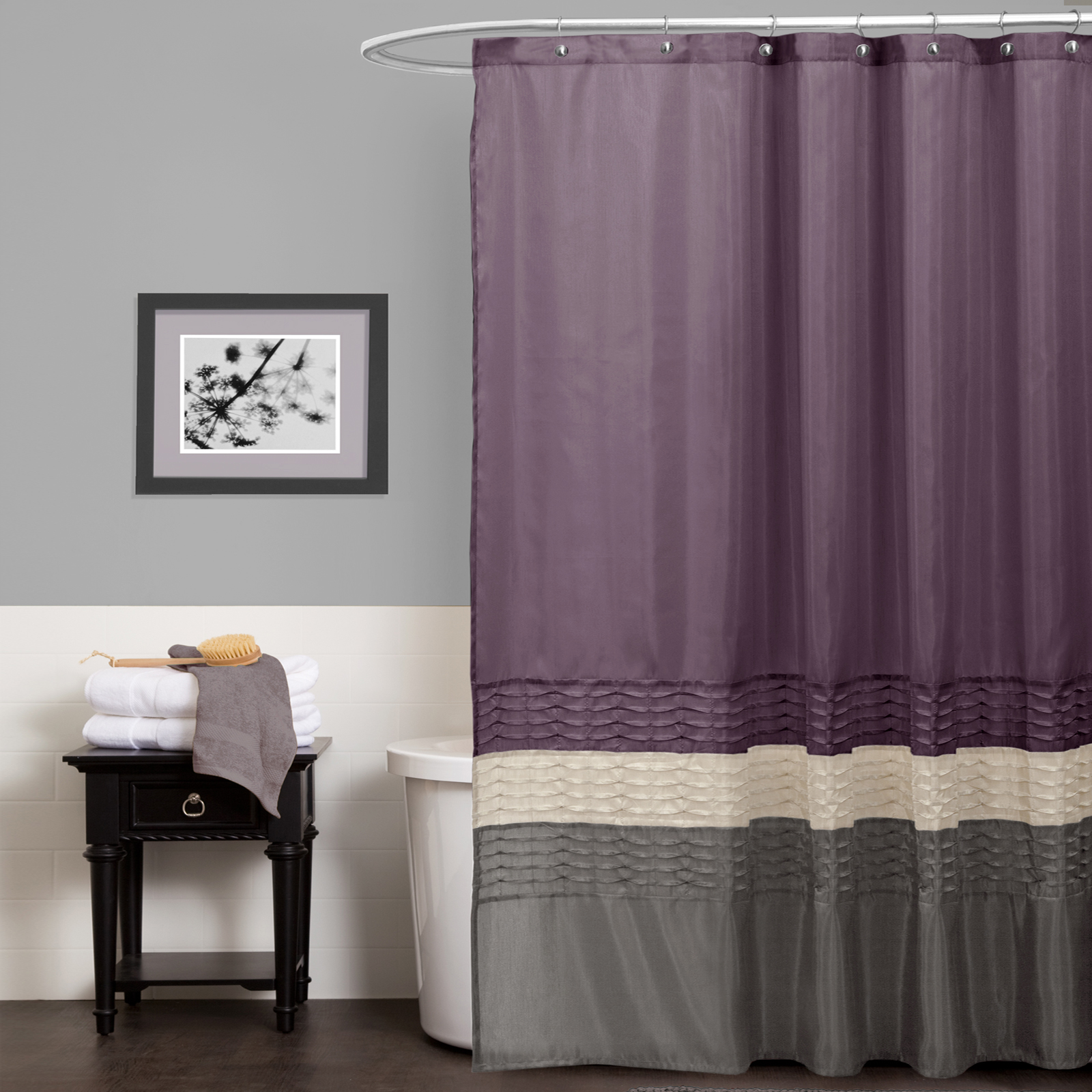 Lush Decor Mia Purple/Gray Shower Curtain