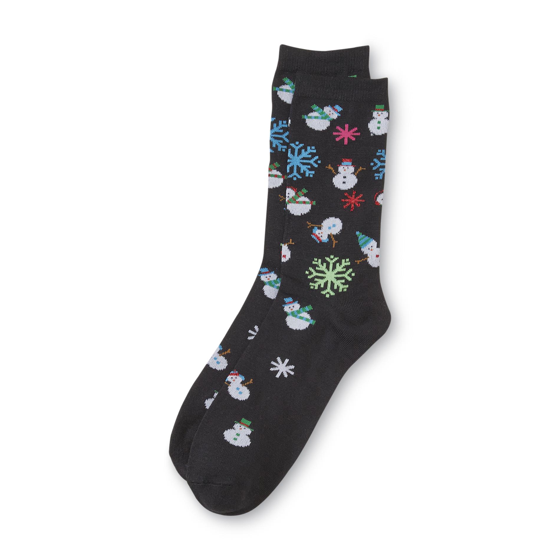 Joe Boxer Women's Novelty Crew Socks -  Neon Snowflakes