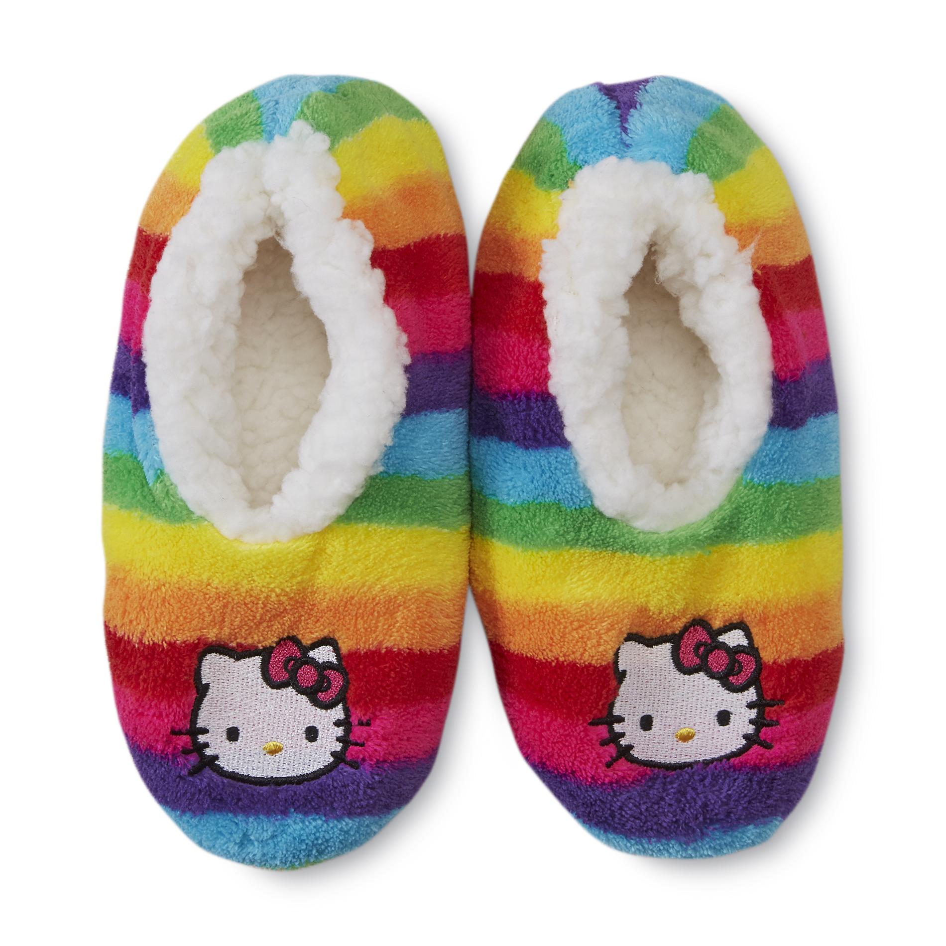 Hello Kitty Toddler Girl's Fleece Slipper Socks - Striped