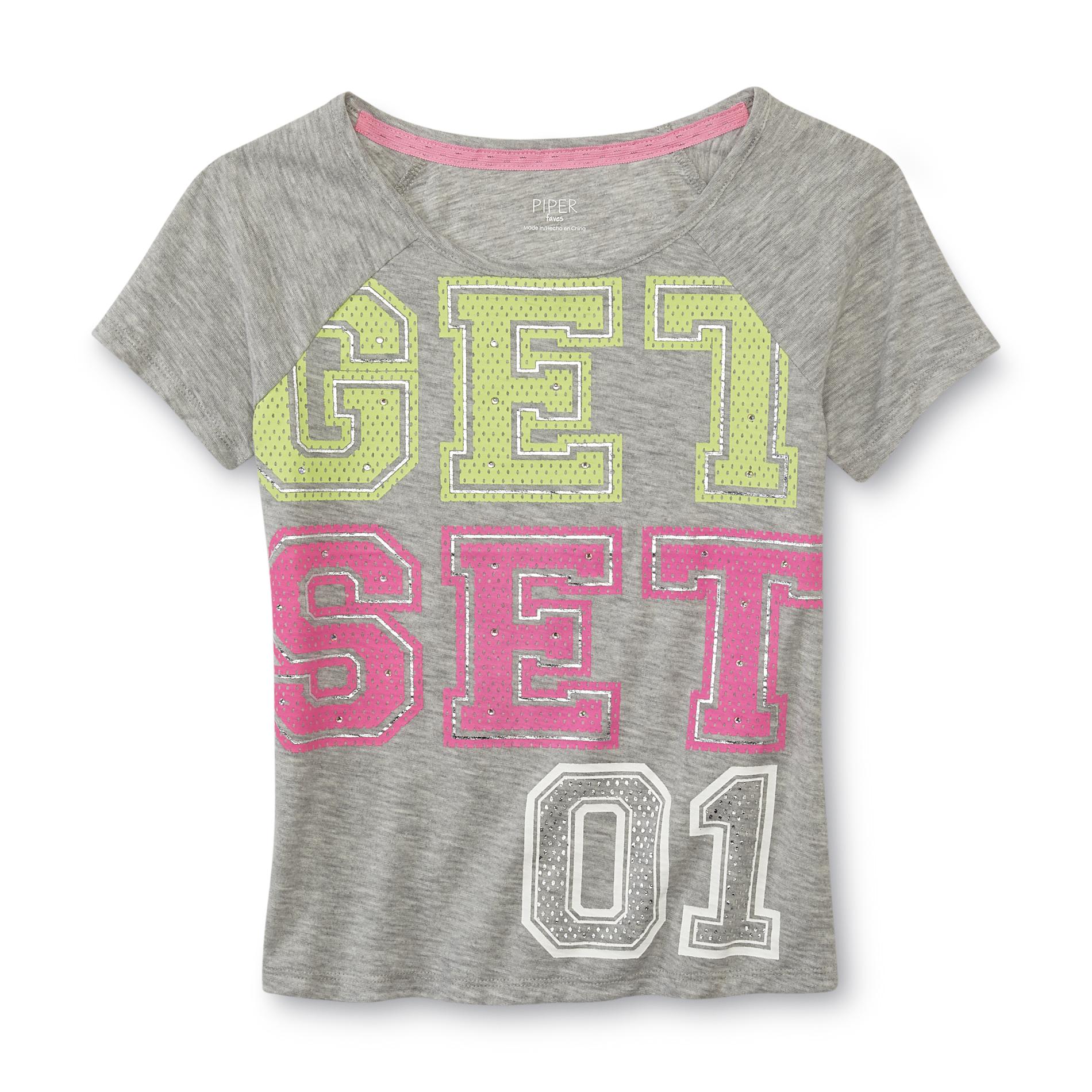 Piper Faves Girl's Raglan T-Shirt - Get Set '01