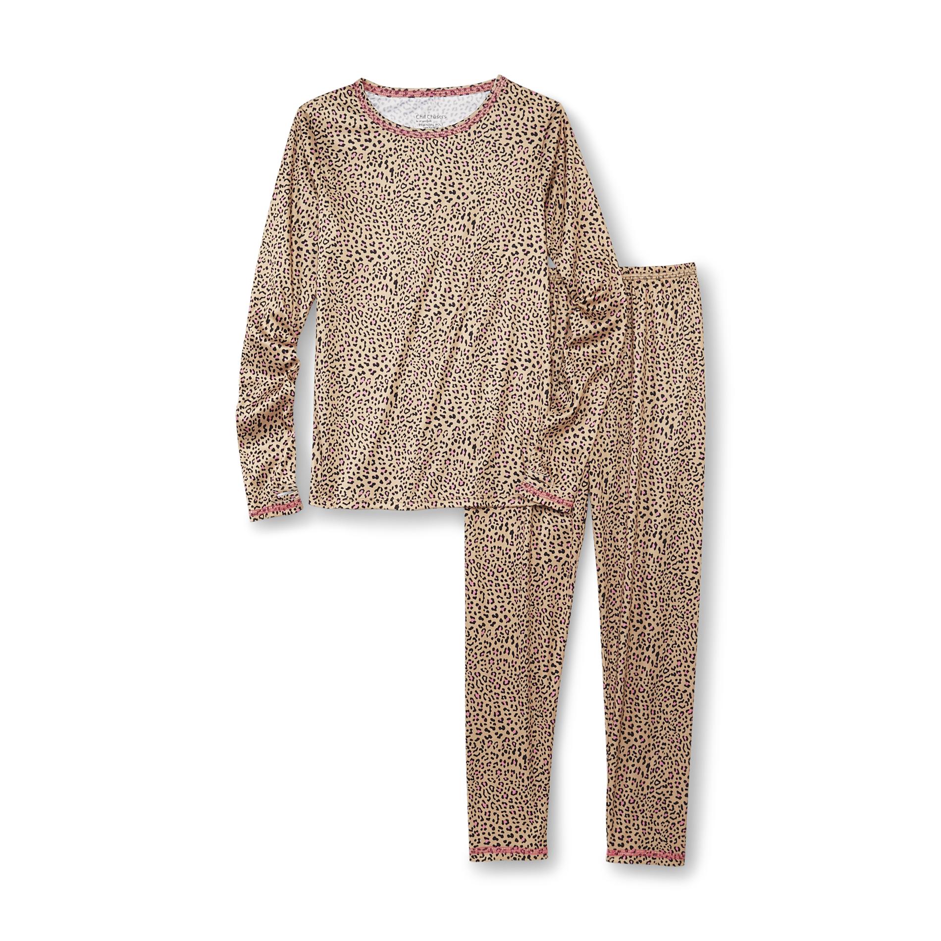 Chill Chasers Girl's Long-Sleeve Thermal Shirt & Pants - Leopard Print