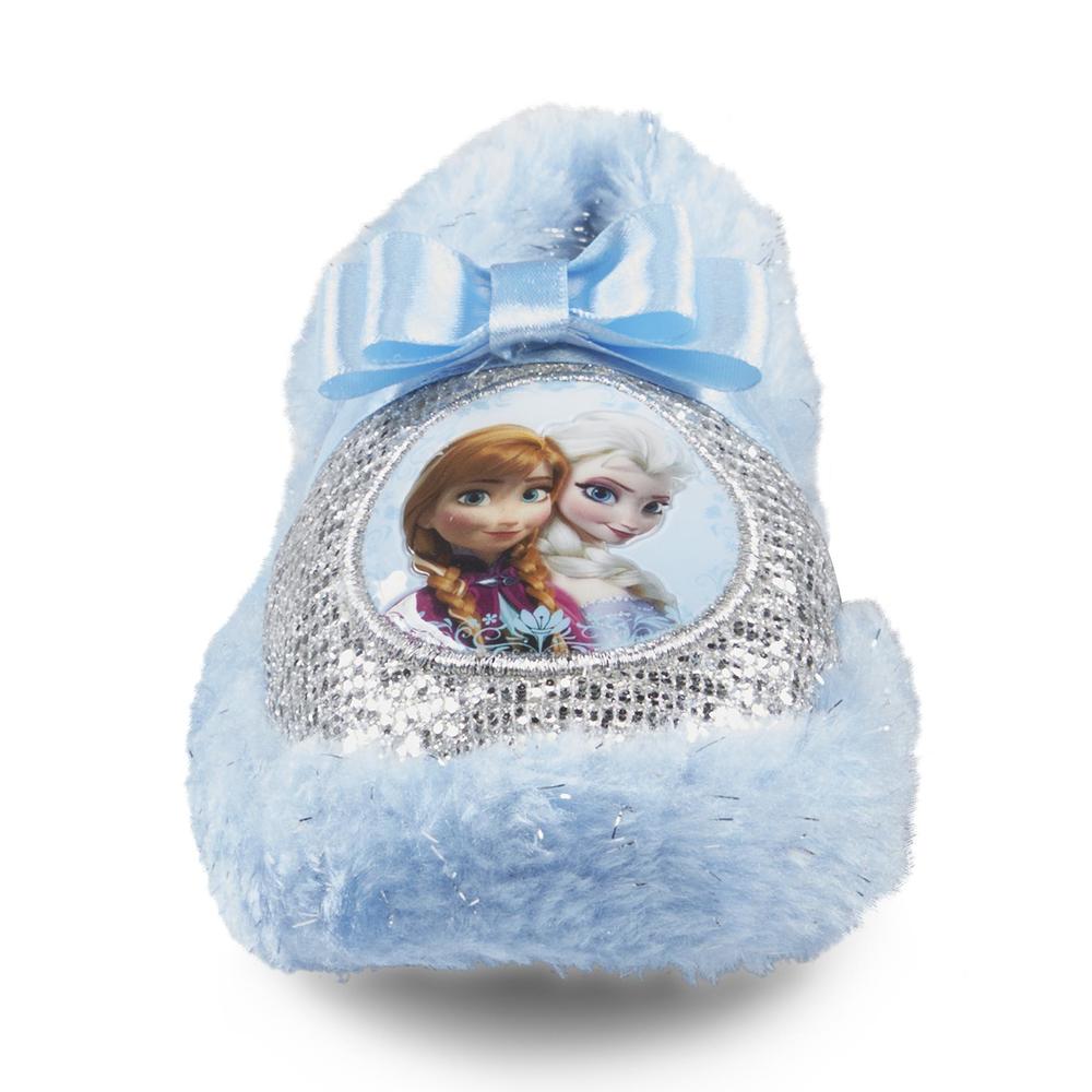 Disney Frozen Girl's Anna & Elsa Scuff Slipper - Blue/Silver