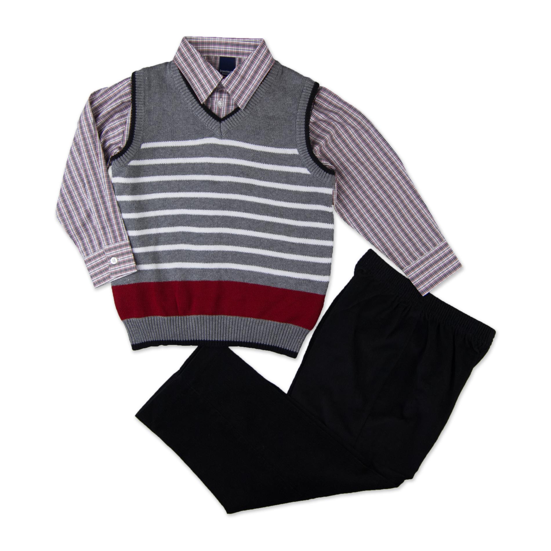 Jonathan Strong Boy's Shirt  Sweater Vest & Pants - Striped