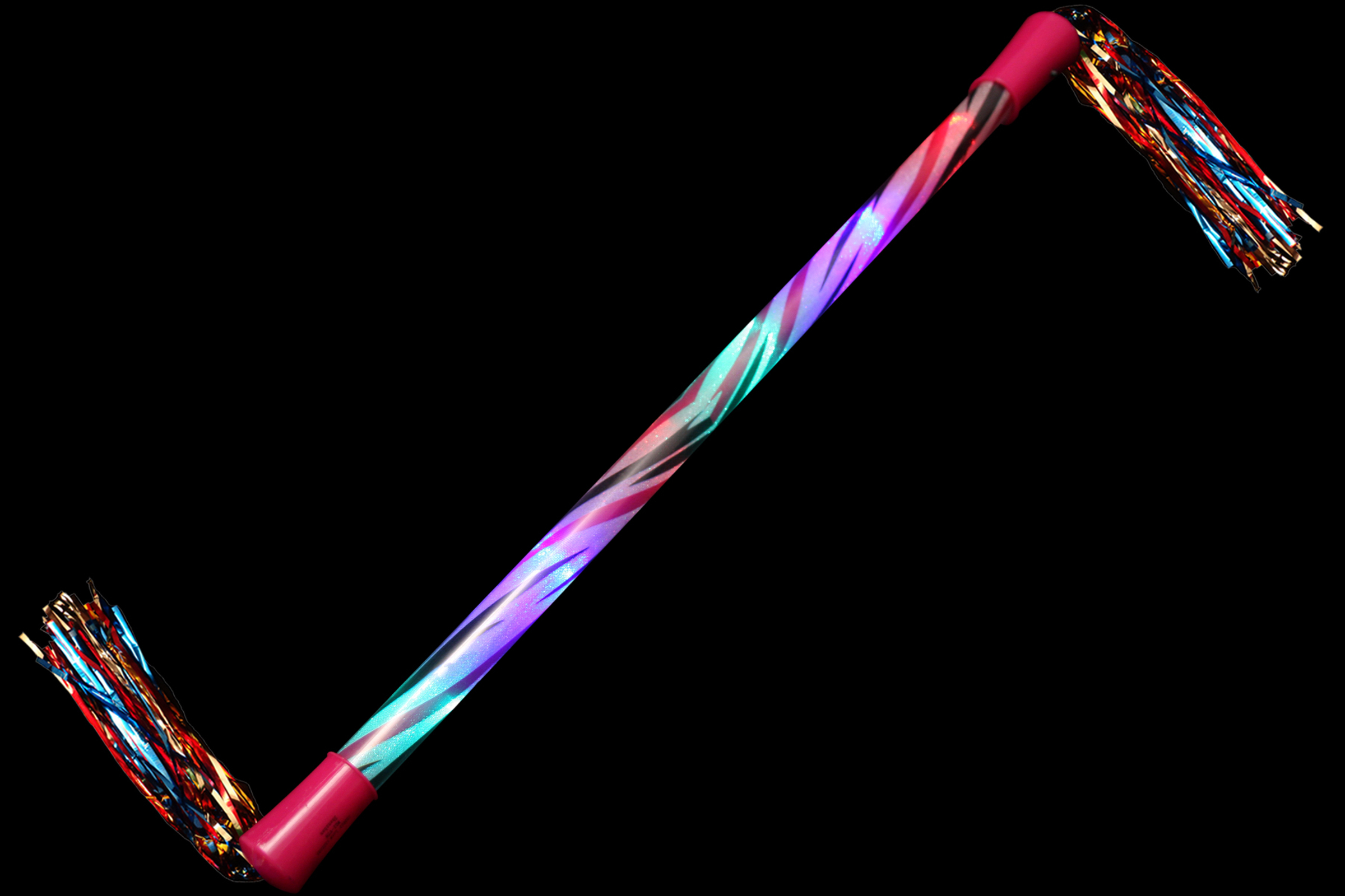 WeGlow International Light Up Pink Zebra Baton with Tinsel (set of 3)