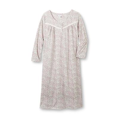 Pink K Women's Plus Fleece Nightgown - Animal Print