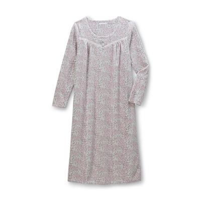 Pink K Women's Fleece Nightgown - Animal Print