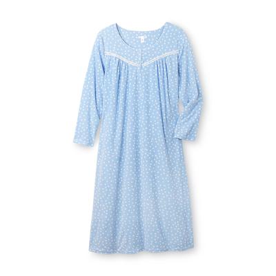 Pink K Women's Plus Fleece Nightgown - Dots