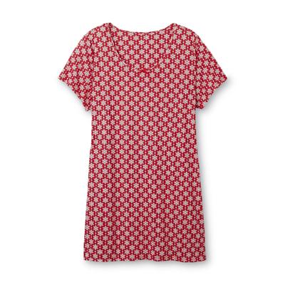 Pink K Women's Plus Sleep Shirt - Snowflake Print