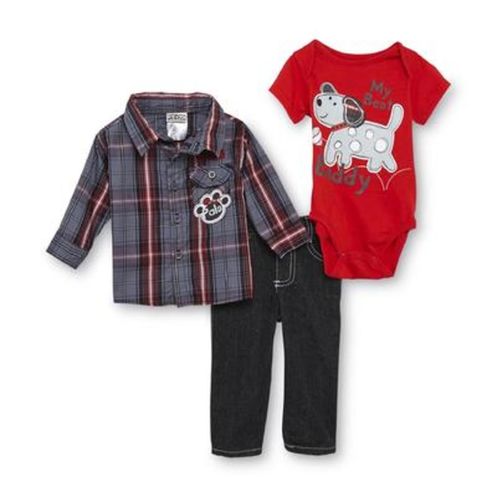 Little Rebels Newborn Boy's Graphic Bodysuit  Shirt & Jeans - Puppy