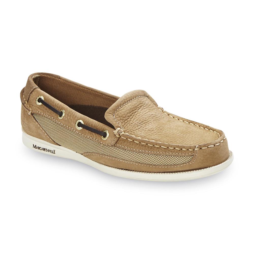 Margaritaville Women's Cape Cod Tan Leather SlipOn Flat Shoe