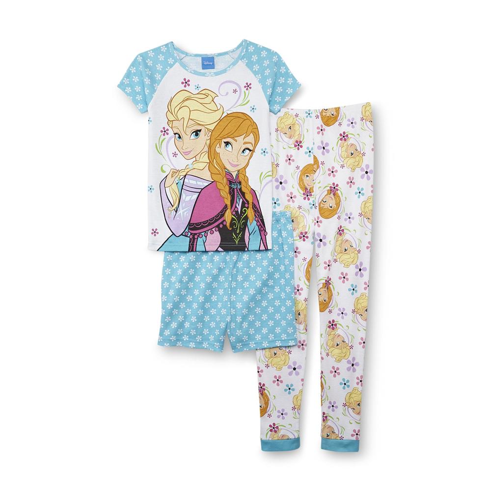 Disney Frozen Girl's Pajama Shirt  Shorts & Pants - Anna & Elsa