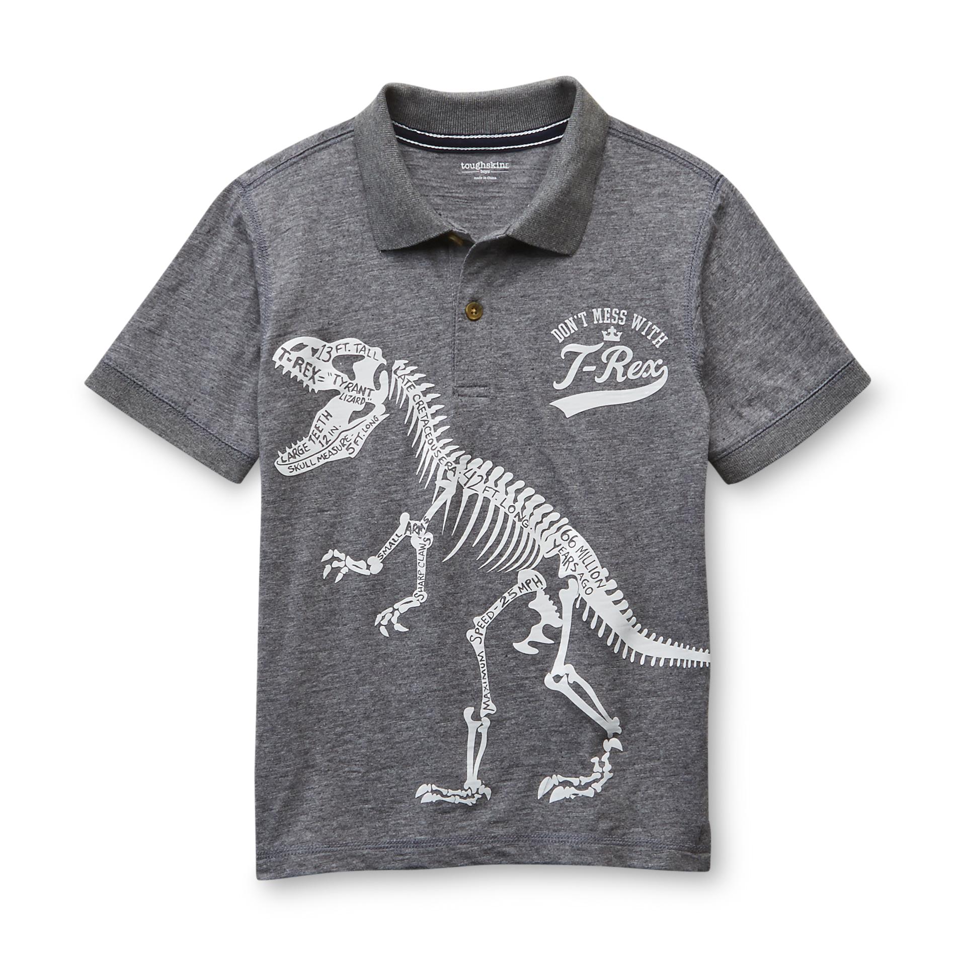 Toughskins Boy's Slubbed Polo Shirt - Tyrannosaurus