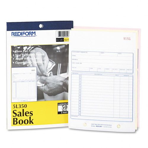 Rediform RED5L350 Carbonless Sales Forms, 5-1/2 x 7-7/8, 50 Sets