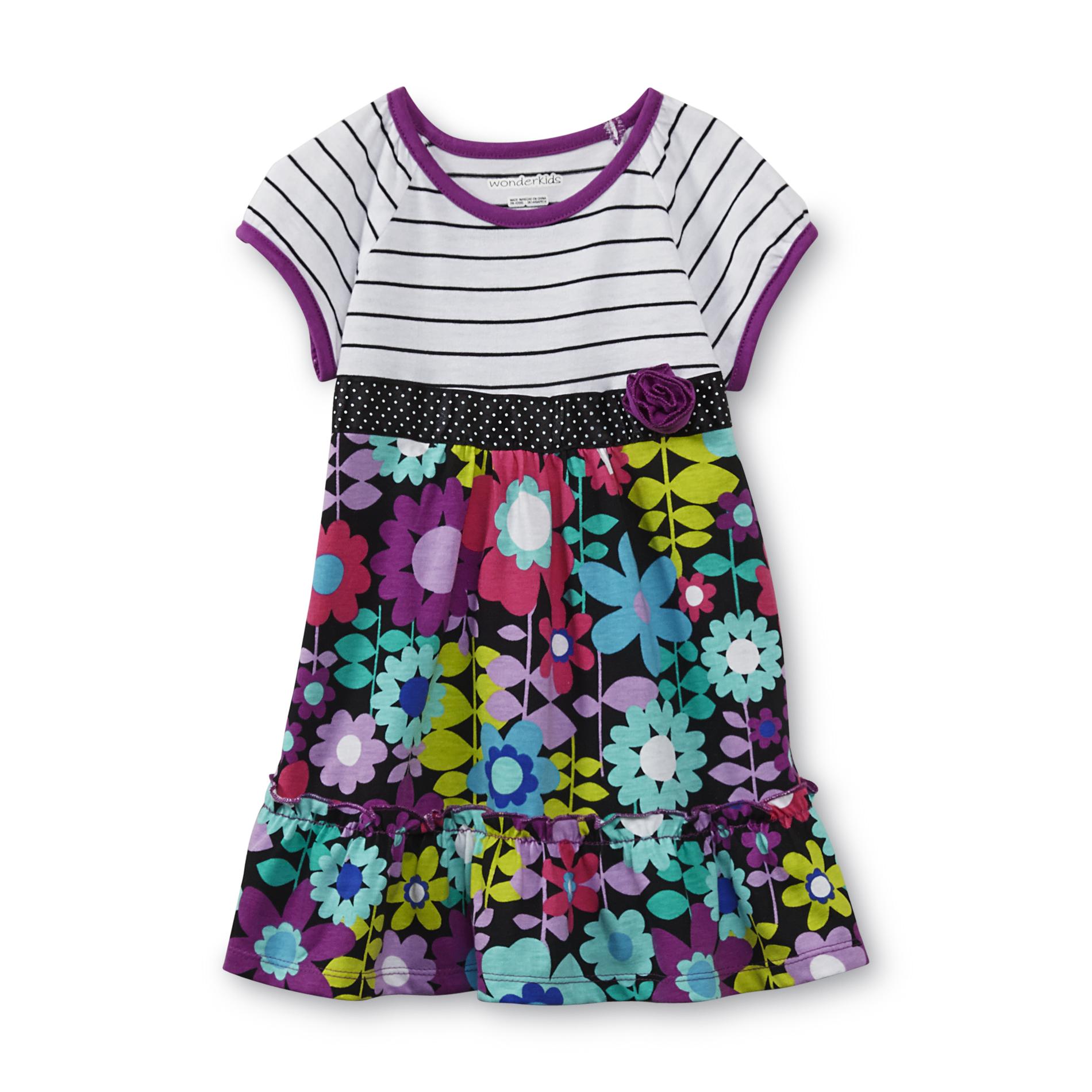 WonderKids Infant & Toddler Girl's Short-Sleeve Dress - Floral & Striped